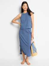 rumba linen pop on tank top-M251631-blu