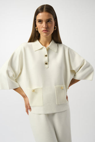 Collared sweater with gold buttons-253962-3984