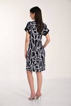 Short sleeve navy/white print dress with zip top detail - 266116