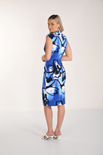 Blue/black wrap midi length dress - 266350