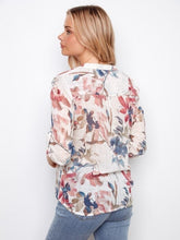 cotton gauze printed roll sl blouse-C4188DR