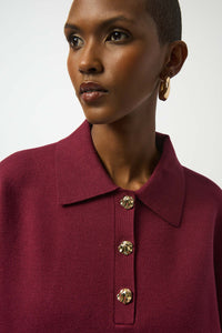 Collared sweater with gold buttons-253962