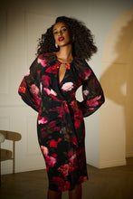 Fall floral print dress with keyhole neckline -253791-lds