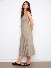 vneck multi tieered linen dress-c3221-476c