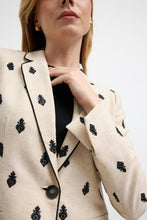 Linen blend blazer with black embroidery -ALMONTE