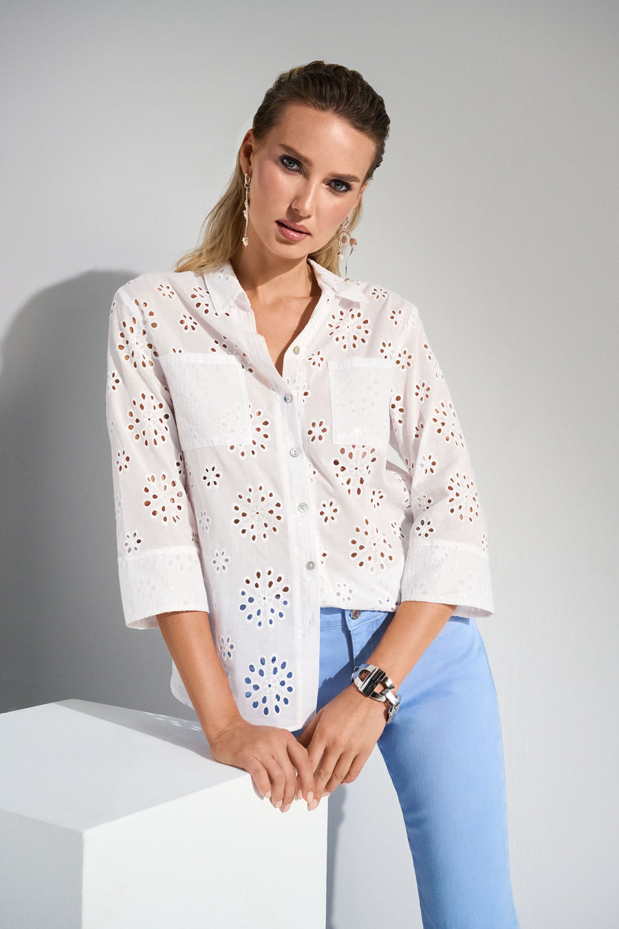 Eyelet blouse with sequin detailing blouse-252928