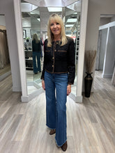 Chanel black sparkle tweed jacket  with brown accents  - VB017