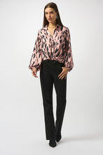 Print leopard knot front blouse -253059-lds