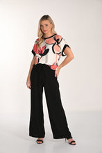 wide leg summer weight pant with elastic back and tie front  -266431