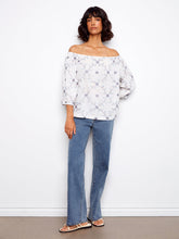 embroidered cotton off shldr blouse-C4527RR