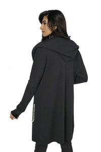 Cardigan with hood and vegan leather studded pockets up-223471u