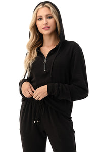 Black Lounge set zip top hoodie with joggers in French Terry  -AR1464/533