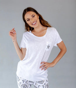 vneck cotton  tshirt with star-GM70783
