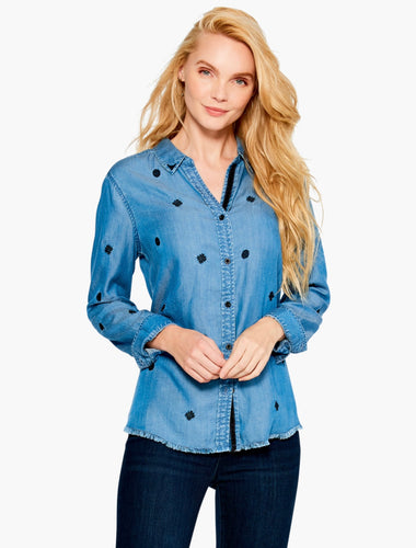 denim dot top-R211600-RE21A