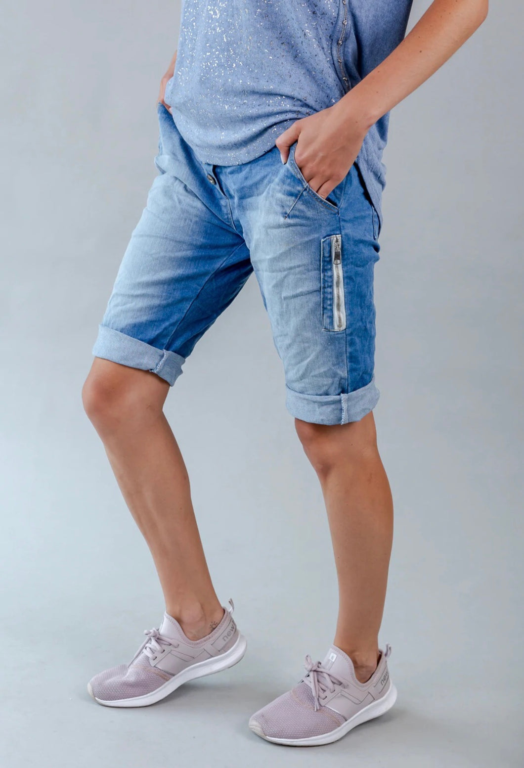 denim easy fit bermuda shorts-GM60178