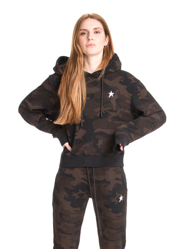 star logo- crop pullover hoodie-CL12368