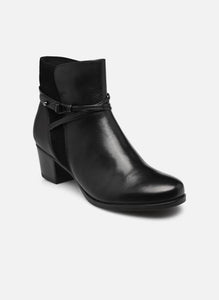 suede leather strap detail  mid heel boot-25348