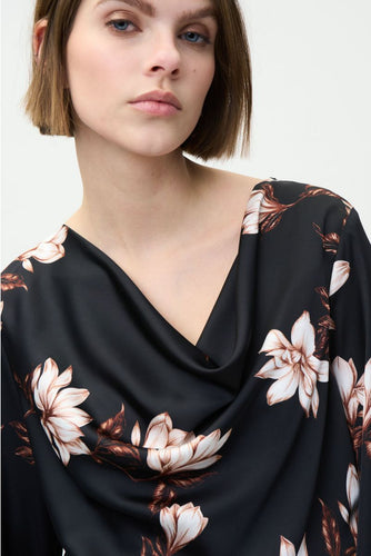 floral drape neck blouse-224287