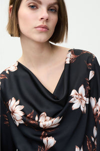 floral drape neck blouse-224287
