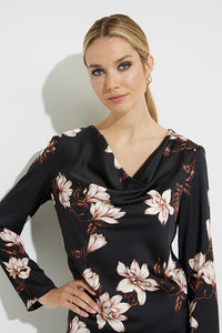 floral drape neck blouse-224287