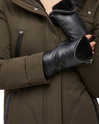 faux fur/leath mitt-beatrice