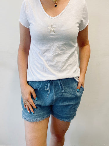 fray hem linen shorts-772441419900