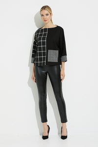 plaid/check top with pocket-224101