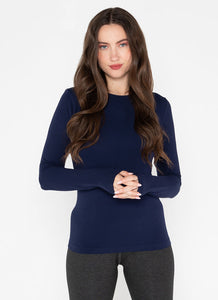 bamboo long slv crew neck-CEBT1020