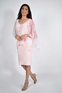 print chiffon overlay with rhinestone shoulder detailing - 228225