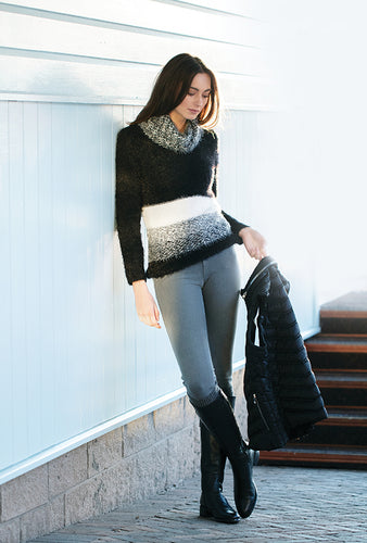 eyelash t nk stripe blk/wht  5427