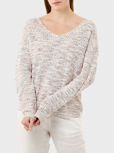 v neck melange sweater-21001760