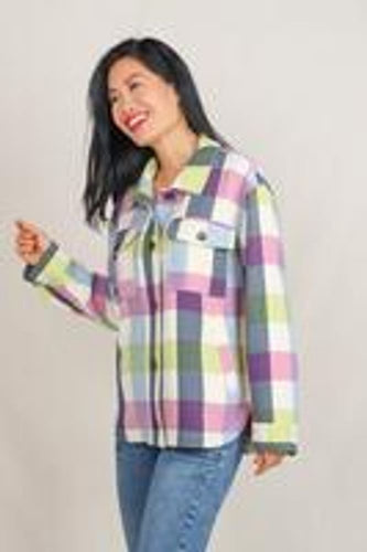 shirt style jacket colorful plaid-K5206RJ-144