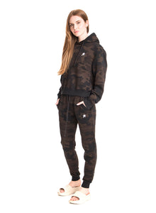 Camo star logo- crop pullover hoodie-CL12368