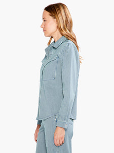 railroad stripe shirt jacket-S231017