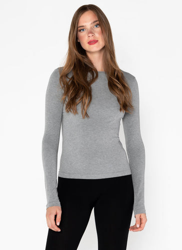 bamboo long slv crew neck-CEBT1020