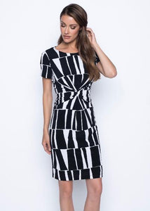 short sleeve geometric print dress