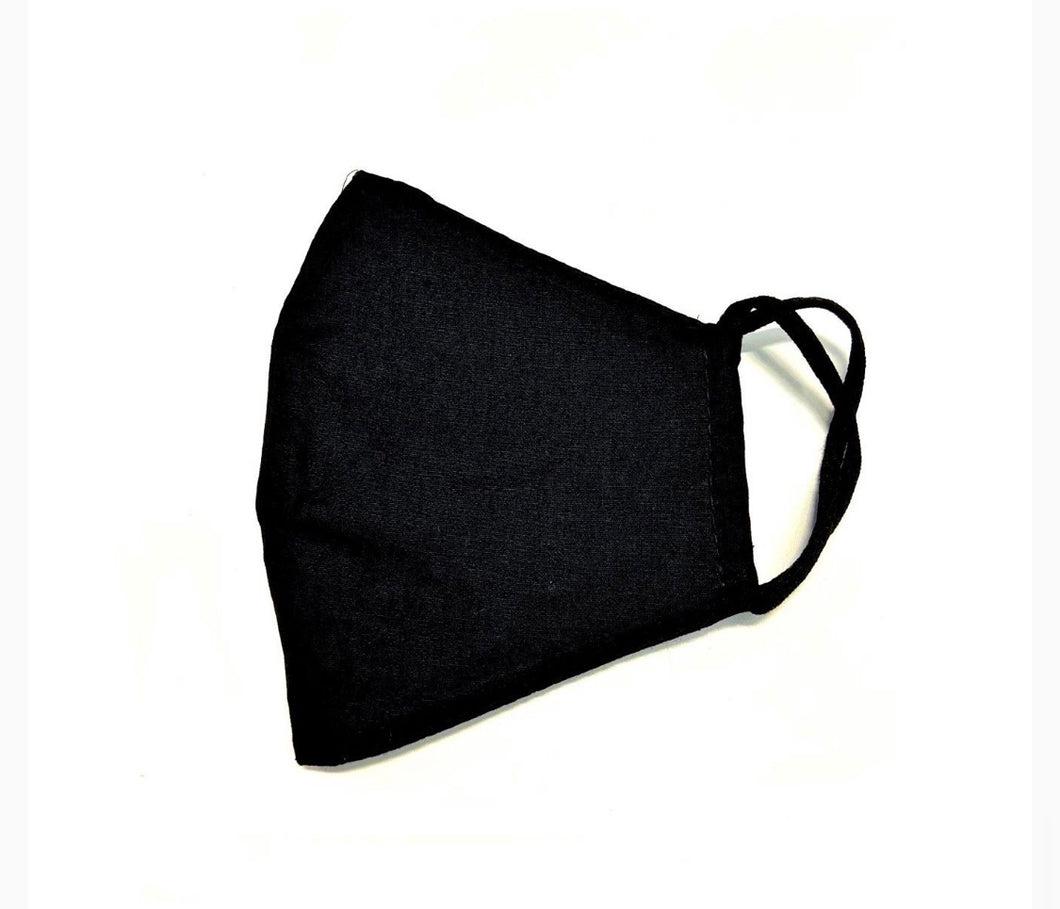 Triple layer black mask with black inside lining 100% cotton