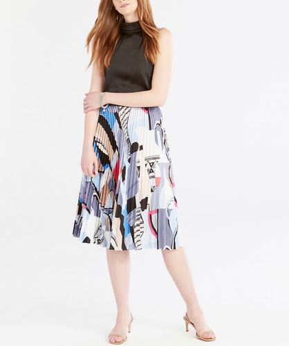 Bright print pleated skirt