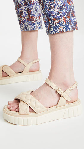 Beige platform sandal quilted nappa/wht sole-Gavril
