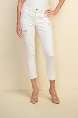 White denim ankle jean with silver sequin embellishments -211977