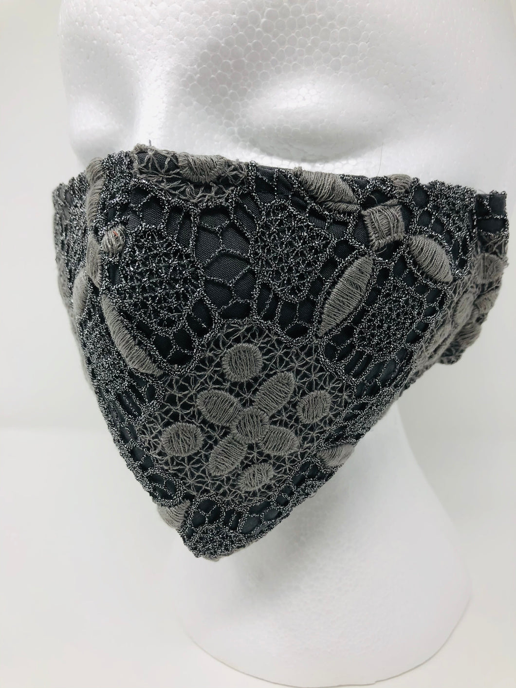 Pewter textured lace mask