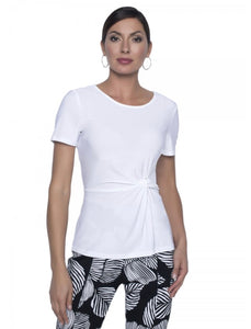 White short sleeved knot front jersey top