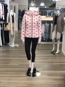 Pale pink/ black dot puffer jacket