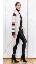 button down swtr coat with striped sleeves- 1629