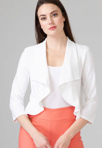 Flutter edge cropped 3/4 sleeve jacket (available in white or black)