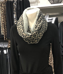 Animal print infinity scarf with plush lining