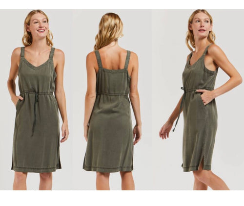 drawstring sleeveless dress-5IE-52622