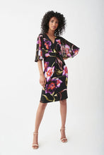 bright floral print dress with georgette 3/4 sleeves- 221067