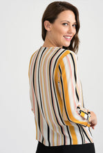 Striped tie front jersey multi colour top