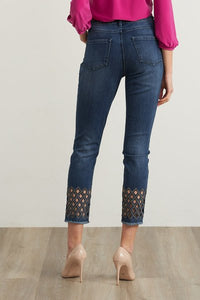 Diamond cut out bottom Jean with embellished glitter  211967